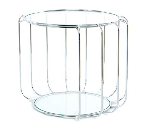 V Vascavi - Mesa auxiliar redonda de cristal como mesa auxiliar, mesa de café, mesita de noche, para salón, dormitorio, comedor, pasillo (50 x 50 x 40 cm, plateado)