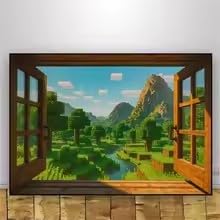 MAIMANG 1 x obraz na płótnie, Pixel Sandbox plakat do gier wideo, sztuka ścienna (60 x 90 cm, ramka wewnętrzna)
