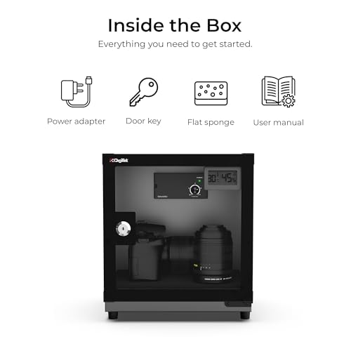 Image of Digitek AB 20 C Dry Cabinet 20L for Camera & Lens Storage, Moisture, Fungus & Dust Protection, Anti Rust Design, Lock & Key Security, Durable Glass Door