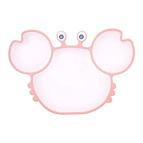 HIUAUIH Assiette à pour Bébé Silicone,Antidérapante Vaisselle Bébé, Silicone Bebe Napperon Apporter con à Ventouse pour Bébés et Enfants pour la Plupart des Plateaux de Chaise Haute(Rose) Cover