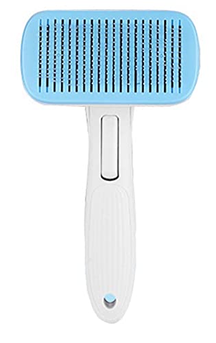 ACHEVEEPET Dog Cat Hair Brush – Pet Grooming Comb Remover Deshedding Tool Shedding Self-Cleaning Needle Slicker Mats Tangled Fur Removal Blue