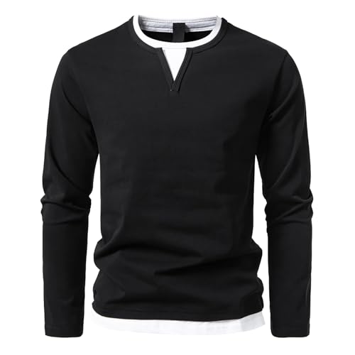 T-shirts col en V homme style faux 2 pièces pour un look d'automne branché