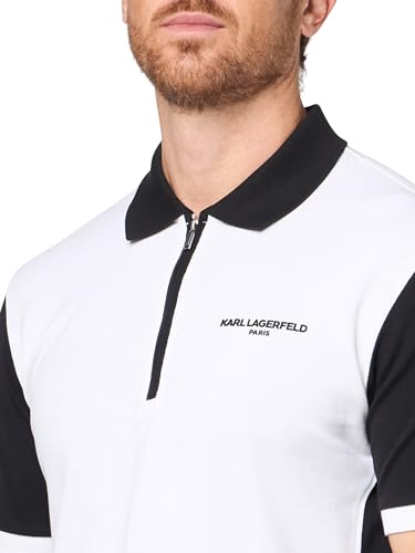 KARL LAGERFELD Men's Collared Short Sleeve Color Blocking Polo3