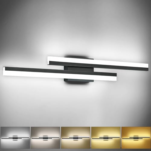 Image of PRESDE 32 Inch LED Vanity Light Black Bathroom Light Fixtures Over Mirror Modern Bath Lighting Bar 5CCT