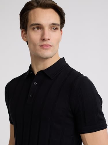 EXPRESS Men’s Cotton Sweater Polo – Ribbed Short Sleeve Knit, Retro-Inspired, Smart-Casual3