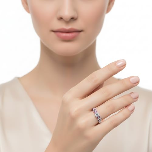 Image of Choose Your Gemstone Beautiful XO Design Diamond CZ Ring 925 Sterling Silver Heart Shape Side Stone Engagement Rings Lightweight Office Wear Everyday Gift Jewelry US Size 4 to 12