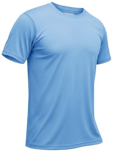 TACVASEN T Shirts for Men Sun Protection Swim Shirts for Men Quick Dry Fit Short Sleeve Rash Guard UPF50+ Running Water UV T-Shirts Blue S