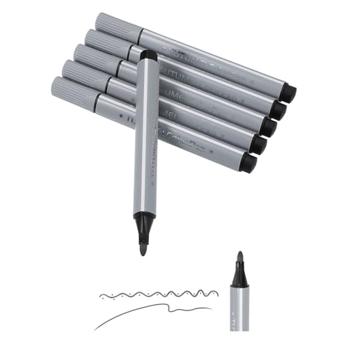 PATIKIL カラーマーカー グレー6本セット 洗える塗り絵・描画・落書き用マーカー ブロードラインアートマーカー 水彩ペン セット 大人 塗り絵ブック スケッチ