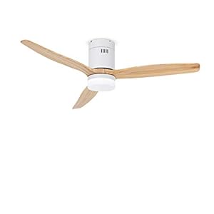 CREATE/WINDCALM DC/Plafondventilator met licht DC-motor witte natuurlijke houten messen/Stil, timer