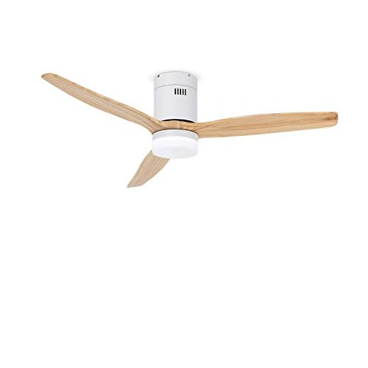 CREATE IKOHS WINDCALM DC STYLANCE WHITE - Ventilador de Techo con Luz,Silencioso,3 Aspas,Mando a Distancia,132 cm de Diámetro,6 Velocidades,Temporizador,Aspas de Madera, Motor DC, 40W (Madera Natural)
