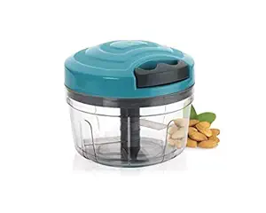Black Olive Handy Chopper Multipurpose Plastic Manual Chopper Cutter Machine Pull Cord Technology Quick String for Vegetable Fruit Salad Onion Dry Fruit Cutter with 3 Blades for Chopping (450 ML)