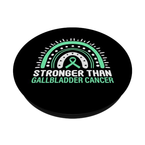 Gallbladder Cancer Awareness Stronger Than Cancer PopSockets Swappable PopGrip, Black - Image 2
