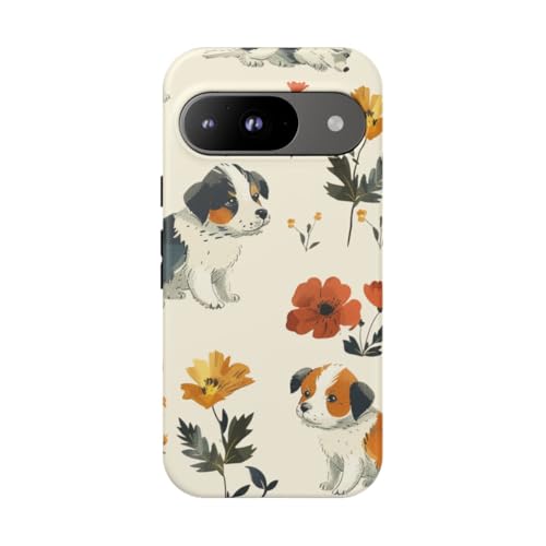 Coque Pixel 9 chiot floral idéale pour vos sorties en plein air