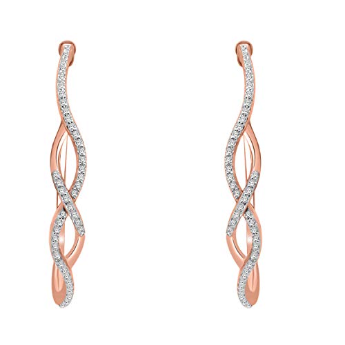 1/3ct.t.w. Inifinity Style Hoop Earrings with Round Diamonds in 14K Rose Gold Over