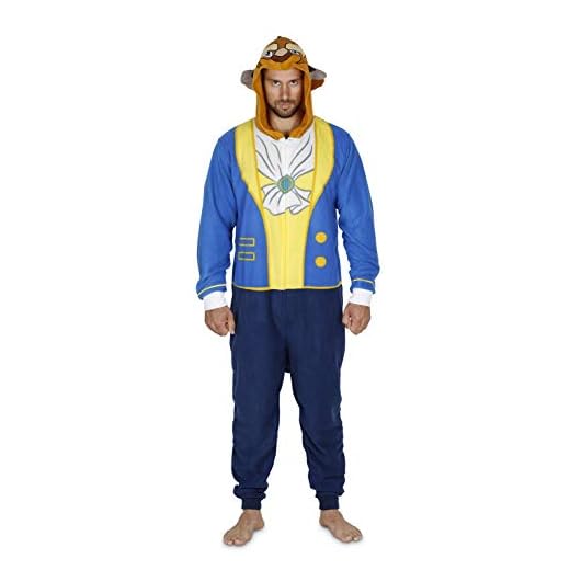 Disney Men's Beauty and The Beast Be The Beast One Piece Pajama (Small/Medium) Blue