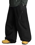 GSOU SNOW Womens Mens Snow Pants Baggy Snowboard Ski Pant Loose Waterproof Windproof Insulated Black