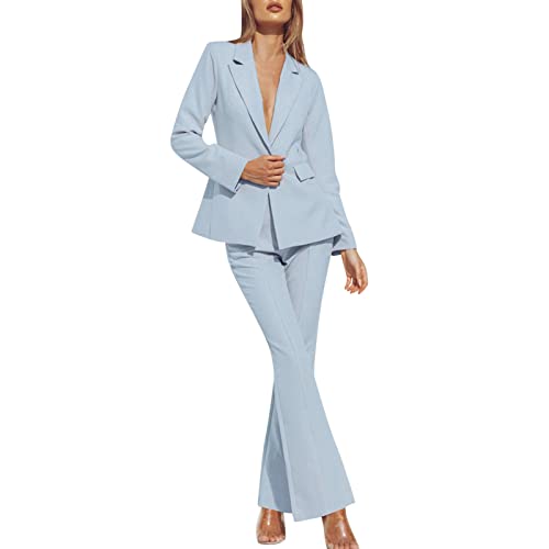 Hosenanzug Damen Elegant Business Hosenanzüge 2 Teiler Abendrobe Outfit Set Langarm Anzugjacke und Anzughosen Zweiteilig Büro Slimfit Formal Blazer Modern Festlicher Suit