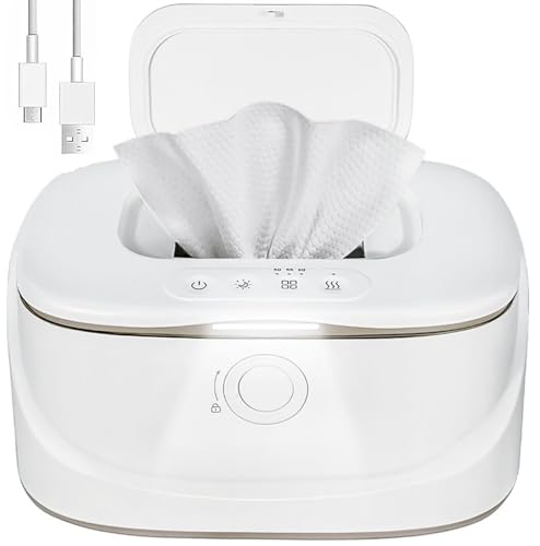 Oasisgalore Baby Wipe Warmer Essentials Portable Baby Wet Wipes Dispenser with Night Light and 3 Heat Modes Newborn Baby Essentials for Mom Newborn Baby