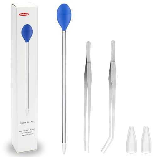 Image of 1 Pc 18.5 in Long Pipette with 2 Pc Stainless Steel Feeding Long Tweezers for Fish Tank Coral Food Feeder Long Syringe Aquarium Coral Feeding Tube for Marine Fish Reef Aquatic Plant