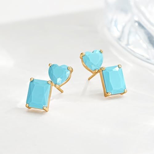 FETTERO Stud Earrings for Women - 14K Gold Plated CZ Hypoallergenic Earrings Studs Dainty Black CZ Leaf Gold Earrings for Women Trendy Statement Jewelry