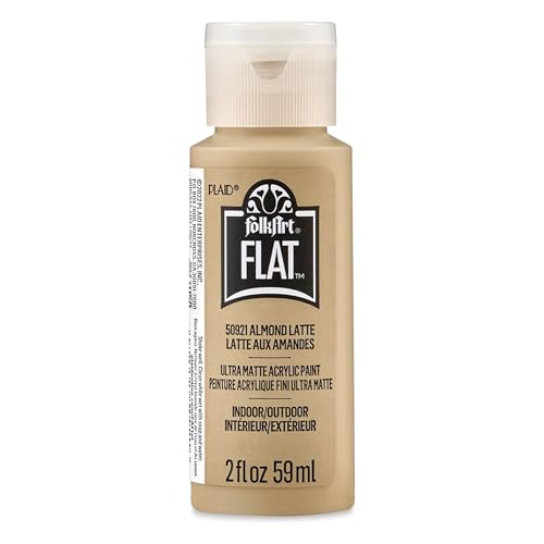 Image of FolkArt Flat Acrylic Craft Paint, Almond Latte 2 fl oz Ultra Matte Paint Perfect for Indoor and Outdoor Arts and Crafts Projects, 50921