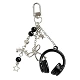 Generico Kopfhörer Schlüsselanhänger Niedliches Musik Thema Ornament Schleife Anhänger für Tasche Rucksack Autoschlüssel Männer Frauen Teenager Mädchen Freunde Damen