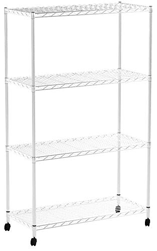 Seville Classics 4-Tier Steel Wire Shelving with Wheels, 30
