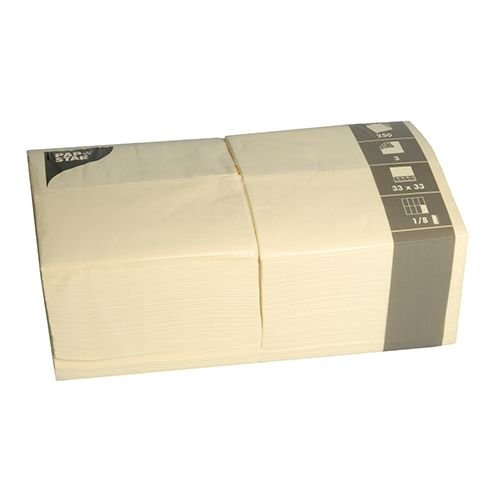 1000 tovaglioli di carta con 3-strati 1/8-C 33 x 33 cm crema (84579)