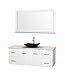 Wyndham Collection Centra 60" Single Bathroom Vanity in Matte White, Ivory Marble Countertop, Arista Black Granite Sink & 58" Mirror