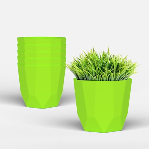 Image of YUCCABE ITALIA SHERA Hexa Plastic Planter Pot for Plants | Decorative Flower Pot | UV Protected Lightweight Indoor Outdoor Gamla for Home Decor, Balcony, Garden & Living Room