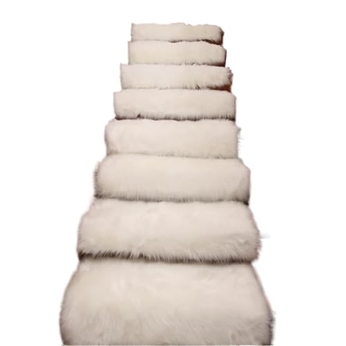 Tapis de marche d'escalier antidérapant en peluche blanche | Tapis