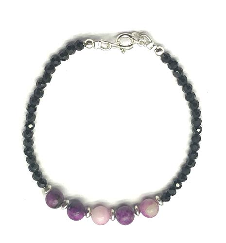 LKBEADS Sell By Handmade Bracelet Black Spinel,Suglite 3-6 mm 18 cm bracelet gift for wife, mother, girlfriend code-CD140