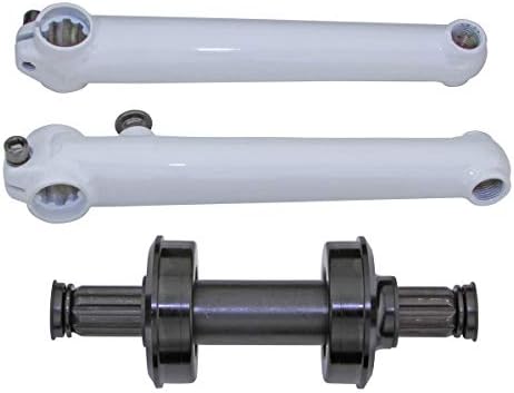 Alta Chromoly Bicycle Crank Set 175mm American Sealed Bottom Bracket 8 Splines, Multiple Colors. (White)