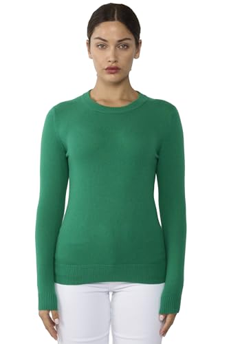 Image of JENNIE LIU Women's 100% Pure Cashmere Crew Neck Sweater, Tight Knit Cozy Soft Hand Washable Long Sleeve Pullover