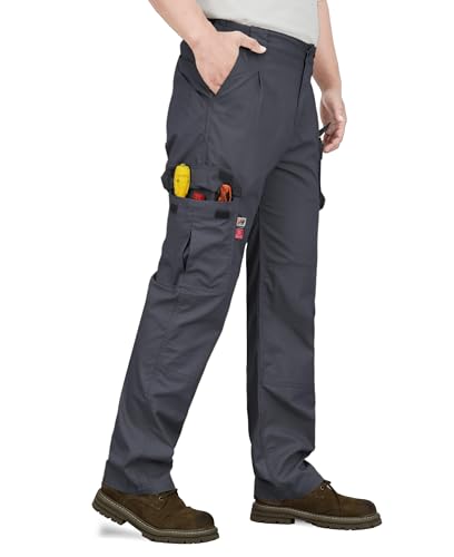 VATRENUS Men's FR Cargo Pants-10pockets Relax Fit Lightweight 6oz 100% Cotton Rip-Stop...