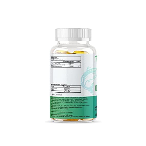 Image of 1MD NUTRITION Omega-3 Fish Oil - 1000mg with 300mg DHA & EPA - Promotes Performance & Heart Health - 90 Softgels