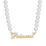 Princess Custom Pendant Pearl Name Necklace Customized Personalized with Heart Necklace Best Gift for Women New Year Birthday Mother’s day Christmas wedding Party G(P)