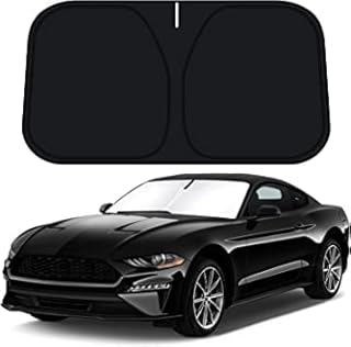 Windshield Sun Shade for 2015-2023 Ford Mustang, Front Window Sunshade Sun Visor Protector Block UV Rays Heat, Foldable 2 Layers 210T Material