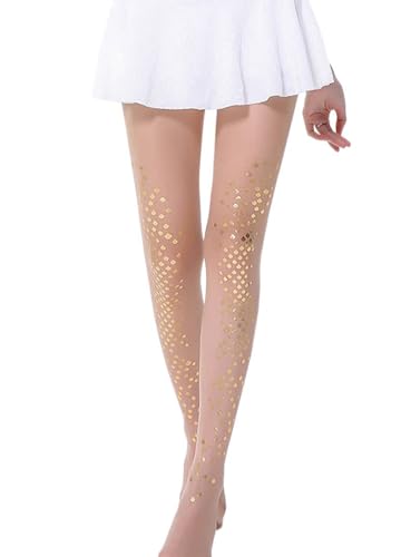 Image of Erinaco Women's Flower Pattern Sheer Footed Pantyhose Control Top Tights Stockings with Reinforced Toes