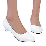 Damenschuhe Pumps Absatz Frauen Runde Zehen Plateau Schuhe Pumps mit Blockabsatz Slip on Flache Mund Pumps Geschlossene Ballerinas Elegante Halbschuhe rutschfest Bequem Bootsschuhe Segelschuhe