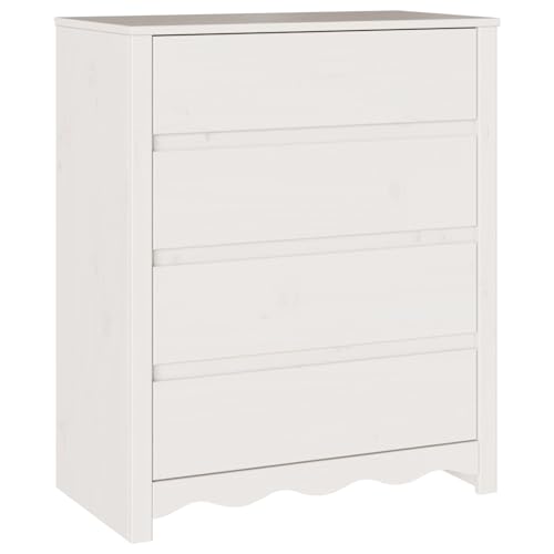 vidaXL Cajonera Blanca Moderna Grande con 4 Cajones Amplios de Madera Resistente Acabado Mate para Uso en Dormitorio y Sala de Estar Muebles Modernos