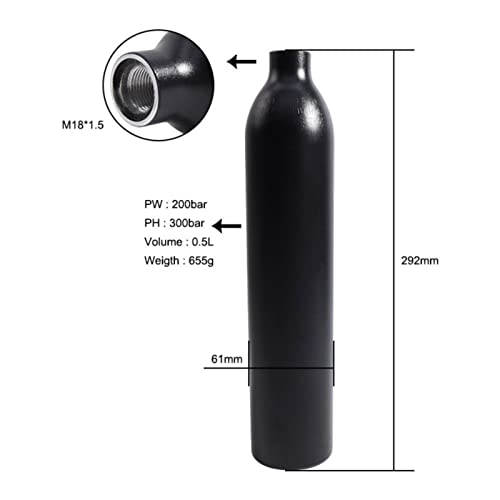 TUXING Aluminum Paintball Air Tank, High Pressure Air Tank 0.5L 31Ci Capacity, Diving Cylinder High Pressure Air Bottle for Paintball or PCP AirGuns (Empty Bottle) (M18*1.5)… - Image 3