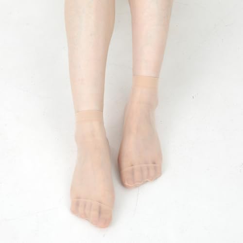 20 Pairs Ankle High Nylons for Women 2 Colors Transparent Socks Nude Stockin Summer Ultra Thin Cool See Through Silk Sock for Mother Festival Gifts Skin Color Black 5.51 × 2.76" (Fit Shoe Sizes 5-9)2