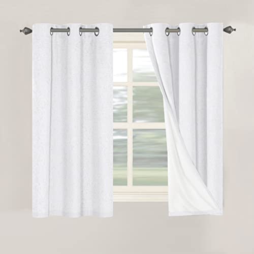 Image of H.VERSAILTEX Primitive Linen Curtains 100% Blackout Curtain Drapes Burlap Curtains with White Thermal Insulated Liner, Grommet Top Drapes Living Room /Bedroom (2 Panels, 42 x 54 Inch, White)