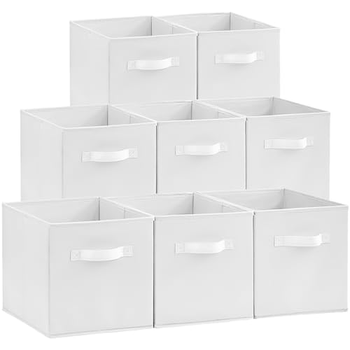 Lifewit Paquete de 8 Cubos Almacenamiento Plegables, Cestas Organizadoras de Tela, Cajas de Almacenamiento con Asas para Guardar Ropa, Juguetes, 26.5 x 26.5 x 28 cm, 18L, 4 colores