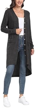 GRECERELLE Dames Lange Lichtgewicht Vest Lange Mouwen Knopopslag Losse Bovenkleding Vesten Jas met Zakken voor Dames UK, B01 Zwart, L GRECERELLE Dames Lange Lichtgewicht Vest Lange Mouwen Knopopslag Losse Bovenkleding Vesten Jas met Zakken voor Dames UK, B01 Zwart, L