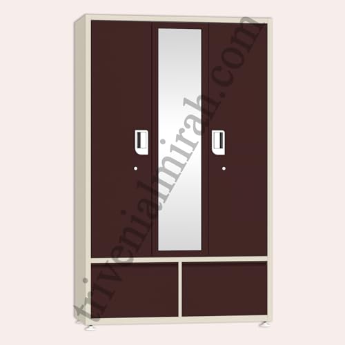 Image of Triveni GANGA-3 Almirah| 10-Year Guarantee on Paint and Lock | Triple Door (3-Door) Steel Wardrobe with Full Mirror |10 Hangers & 8 Hanging Hooks | Number Circle Locker | Bangle Drawer |48 Inch Wide