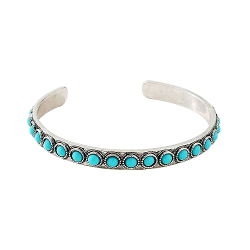 BUBGDYFO Turquoise Cuff Bracelet South Western Cowgirl Bangle Bracelets Bohemian Gift for Women (torquoise2)
