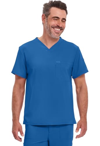 Image of Dickies EDS Essentials Scrubs for Men V-Neck 360 Stretch Medical Scrub Top | Relaxed Fit, 2 Pocket Design, 360 Stretch, Moisture Wicking Fabric, Durable Construction, Side Vents, Easy Care