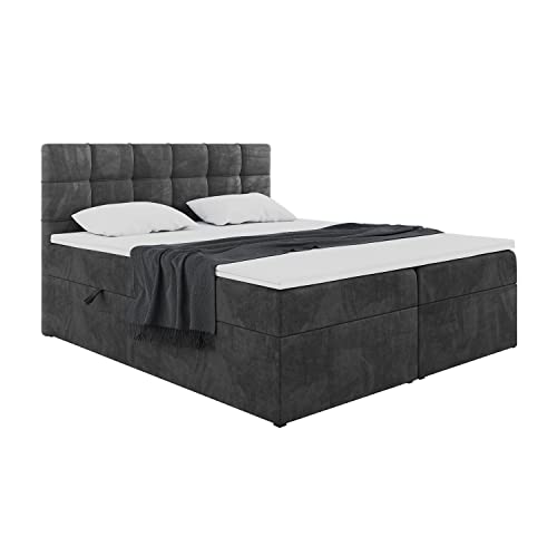 MEBLINI Boxspringbett mit Bettkasten - Gepolstert Doppelbett mit Matratze...